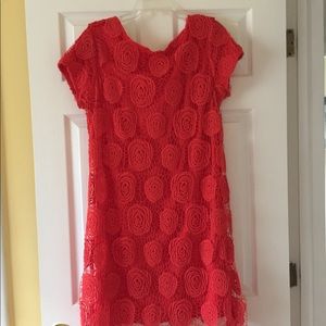 Orange Appliqué and Lace Dress
